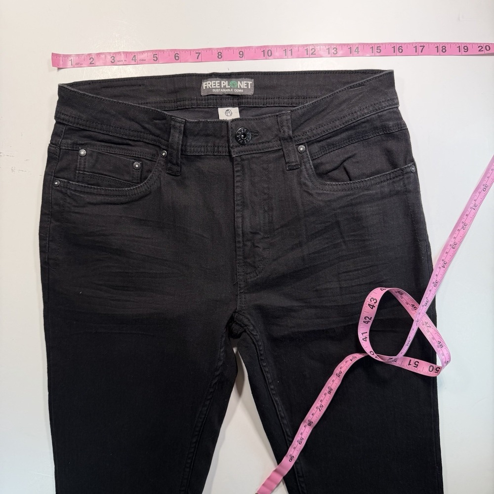 Free Planet Mens Size 30x32 Slim Fit Stretch Black Jeans Sustainable Denim - Picture 4 of 8